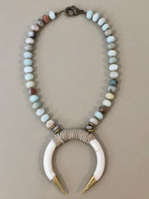Suede Wrapped Crescent Horn Necklace