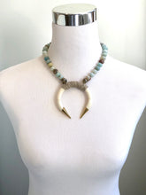 Suede Wrapped Crescent Horn Necklace