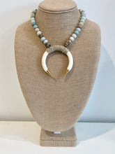 Suede Wrapped Crescent Horn Necklace