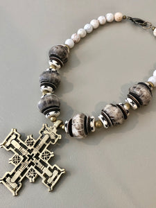 Cream Bone Beaded Necklace