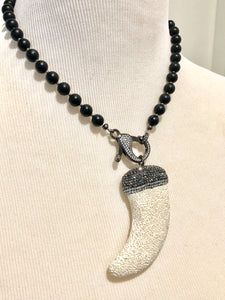 Onyx Necklace with Pavé Pendant