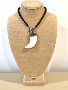 Onyx Necklace with Pavé Pendant