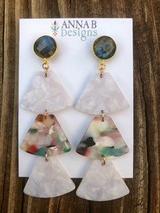 Libby Resin Earrings- Multi/White