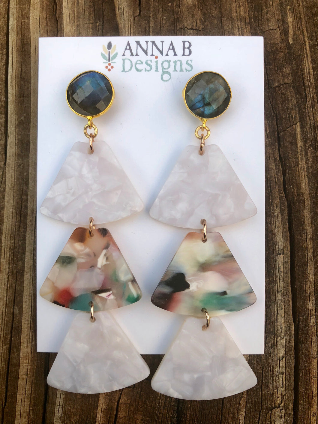 Libby Resin Earrings- Multi/White