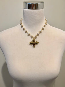 Pearl Necklace with Cross Pendant