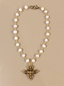Pearl Necklace with Cross Pendant