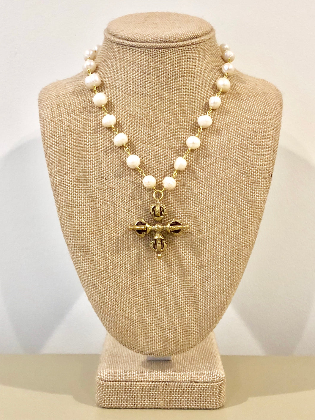 Pearl Necklace with Cross Pendant