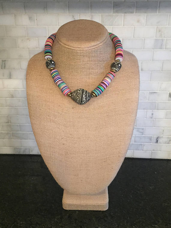 Multicolored vinyl necklace