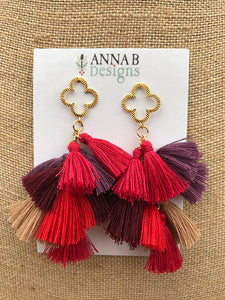 Quatrefoil Earrings- Red