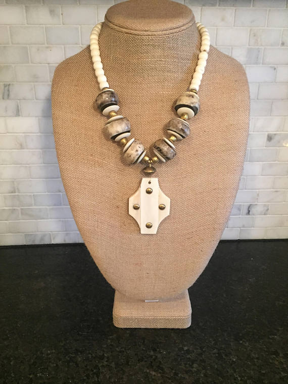 White and Gray Bone Necklace
