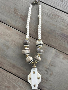 White and Gray Bone Necklace