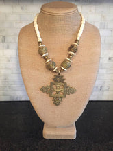 Bone and Brass Beaded Necklace- Cream