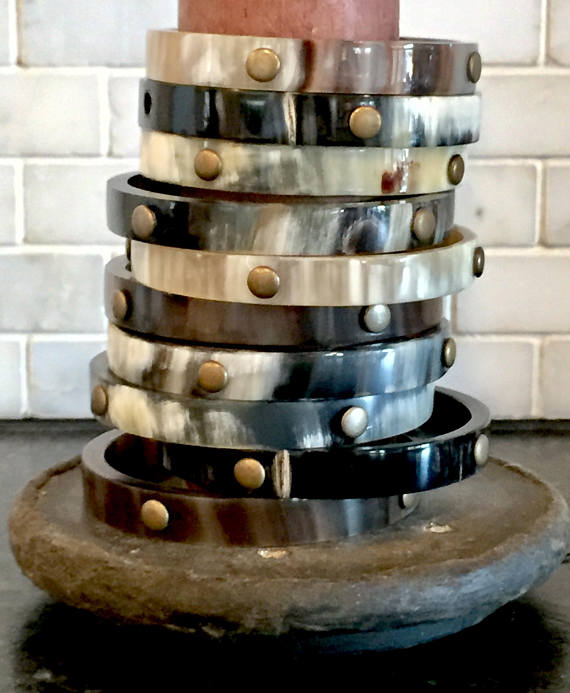 Brass Studded Horn Bangles