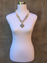 Vintage brooch with Buffalo Horn and Bone Beaded Necklace