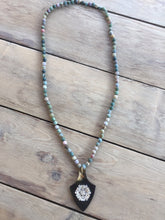 Agate Necklace with Rhinestone Pendant