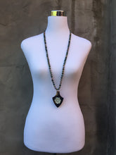 Agate Necklace with Rhinestone Pendant