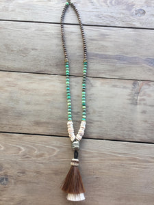 Peruvian Opal Necklace with Horsehair Tassel