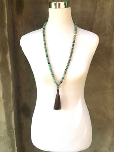 Peruvian Opal Necklace with Silky Tassel