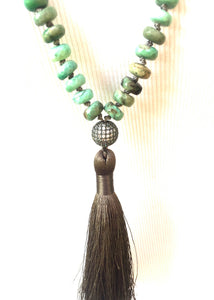 Peruvian Opal Necklace with Silky Tassel