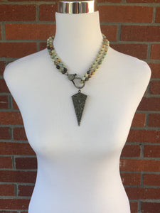 Knotted Amazonite beaded necklace