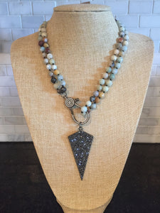 Knotted Amazonite beaded necklace
