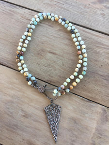 Knotted Amazonite beaded necklace