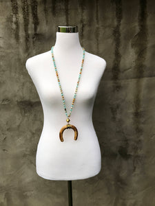 Crescent Shape Horn Pendant Necklace