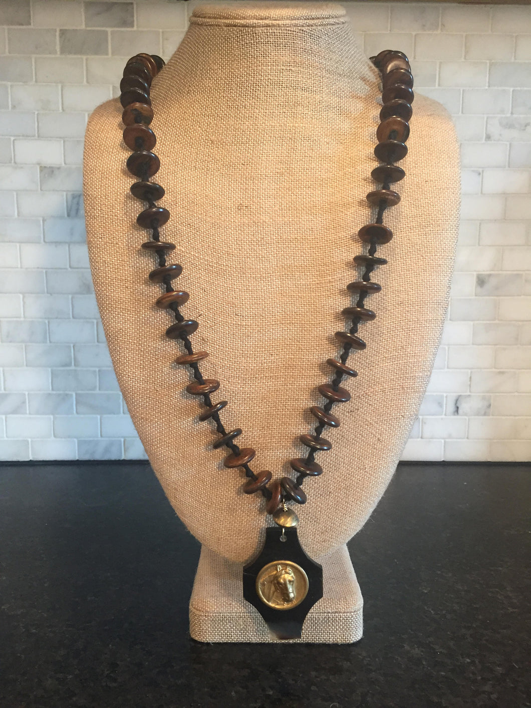 Bone Necklace with Horn Pendant