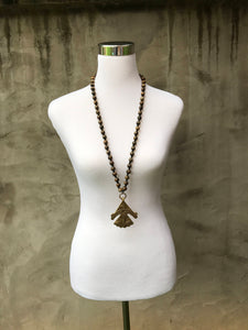 Wooden Necklace with African Brass Pendant