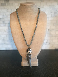 Labradorite Necklace with Horn Pendant