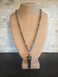 Labradorite Pavé Horn Pendant