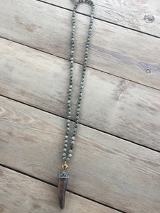 Labradorite Pavé Horn Pendant