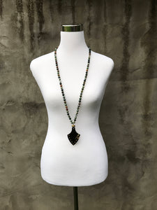 Jasper Knotted Necklace with Horn Pendant