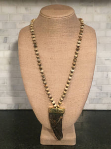 Jasper Necklace with Bone Pendant