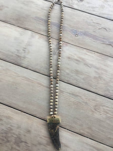 Jasper Necklace with Bone Pendant