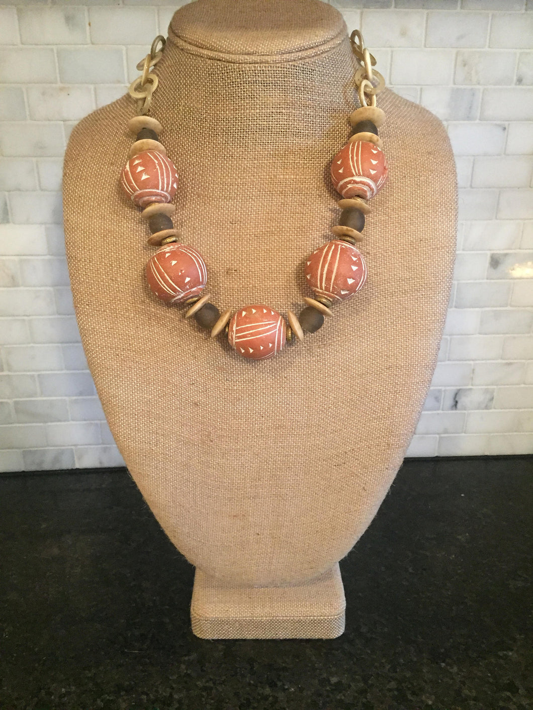 African Clay Bead Necklace