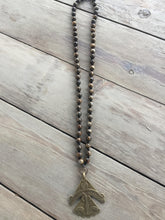 Wooden Necklace with African Brass Pendant