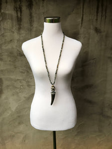 Agate Necklace with Bone Pendant