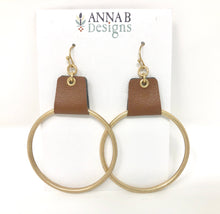 Leather Hoop Earrings- Brown