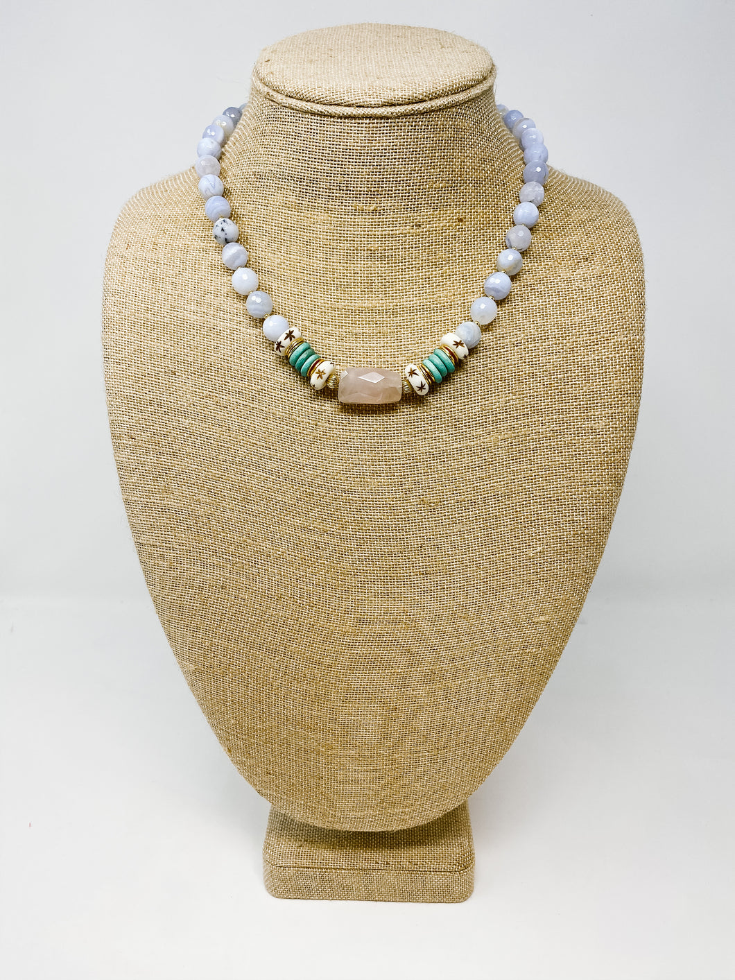 Agate Necklace with Rose Quartz