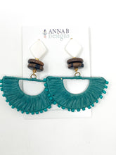 Lila Raffia Fan Earrings | Teal