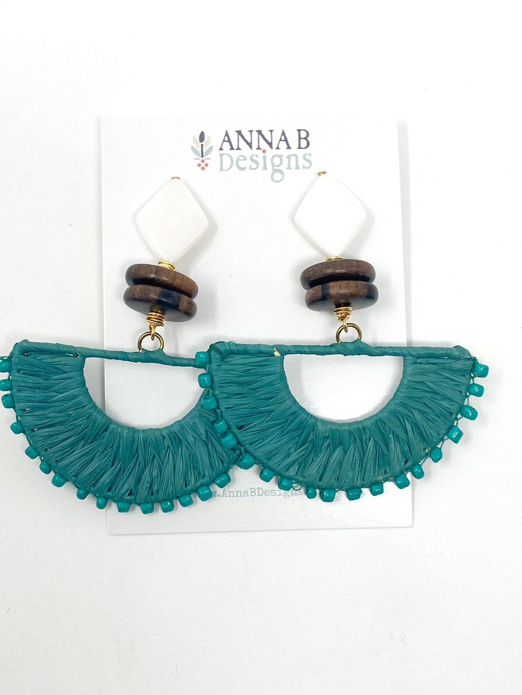 Lila Raffia Fan Earrings | Teal