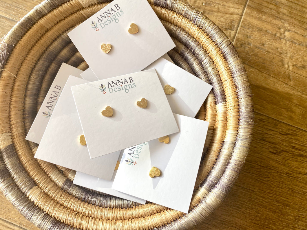 Gold Heart Stud Earrings