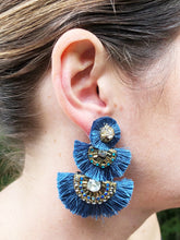 Luxe fan earrings- Blue