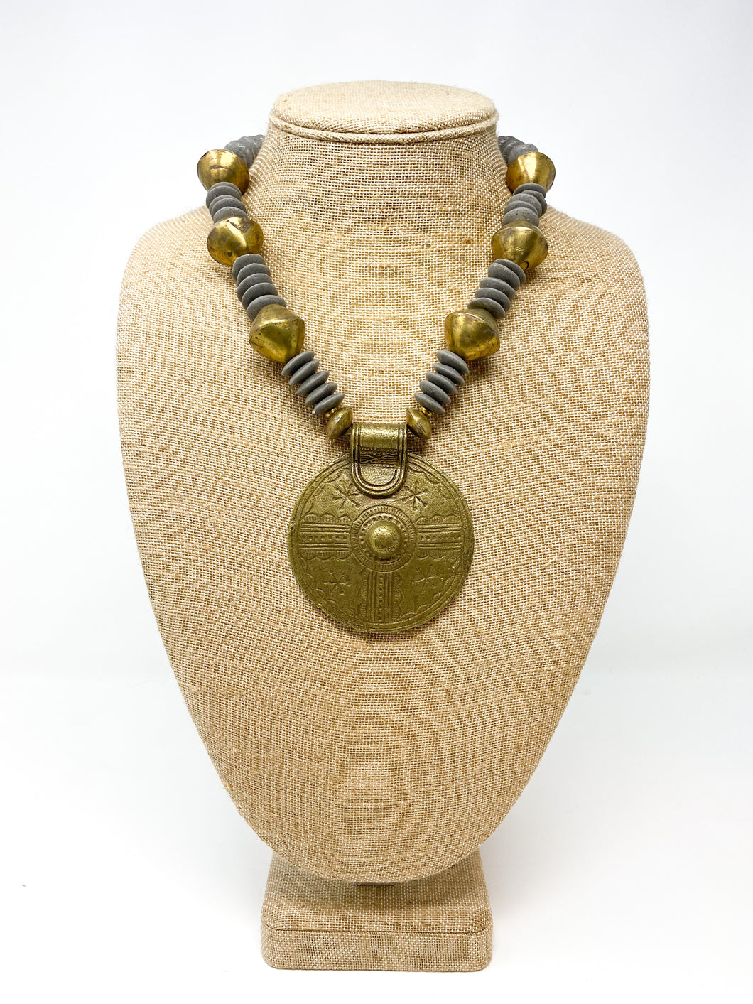 African Glass Medallion Necklace