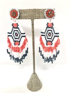 Audra Beaded Earrings- Coral
