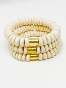 Wooden Stretch bracelet | Ivory