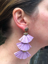 Raffia 3-tier earrings-Black