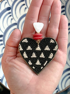 Alice Heart Earrings-Black