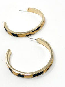 Leia Large Hide Hoops | Brown & Black